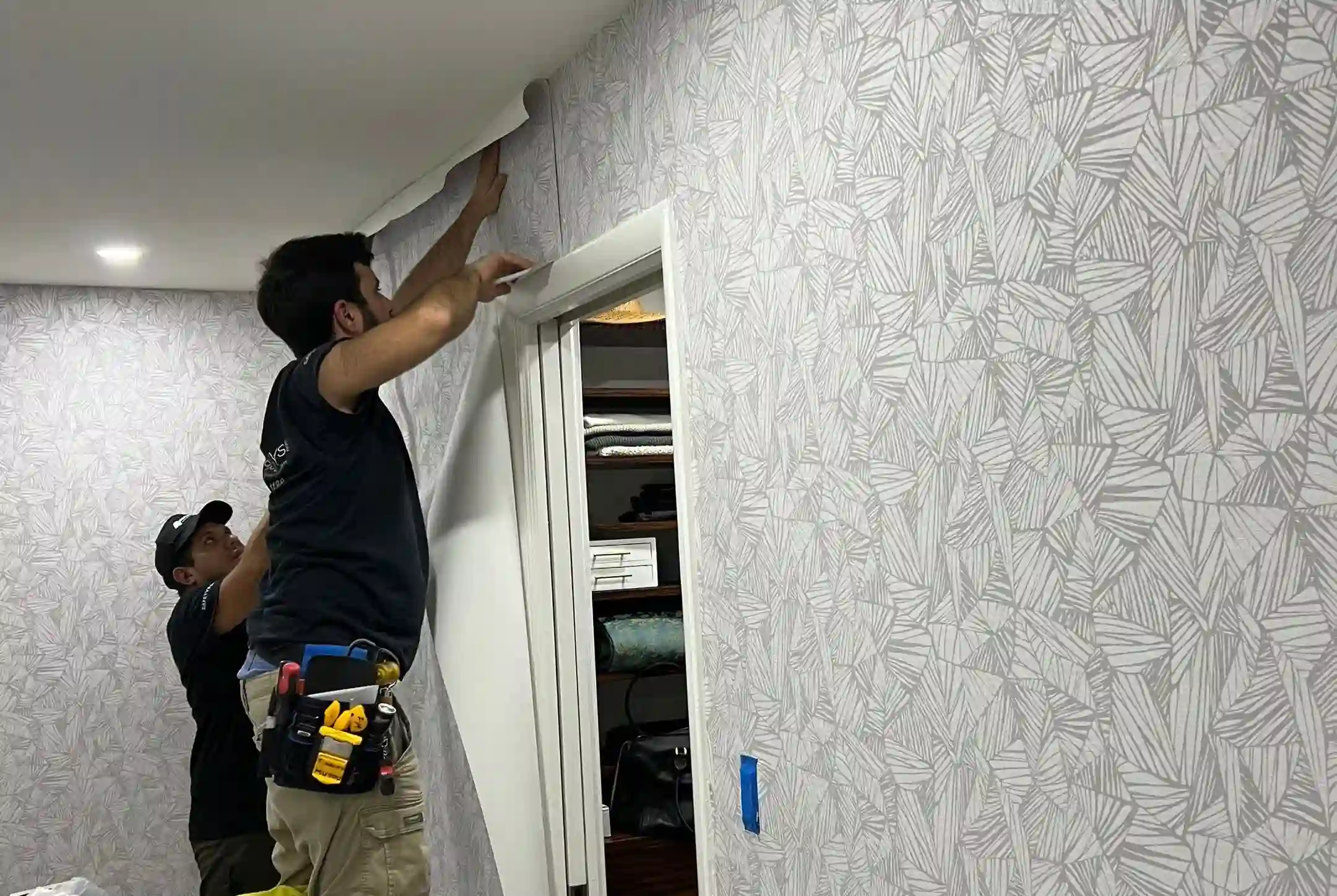 Commercial wallpaper office installation Houston TX