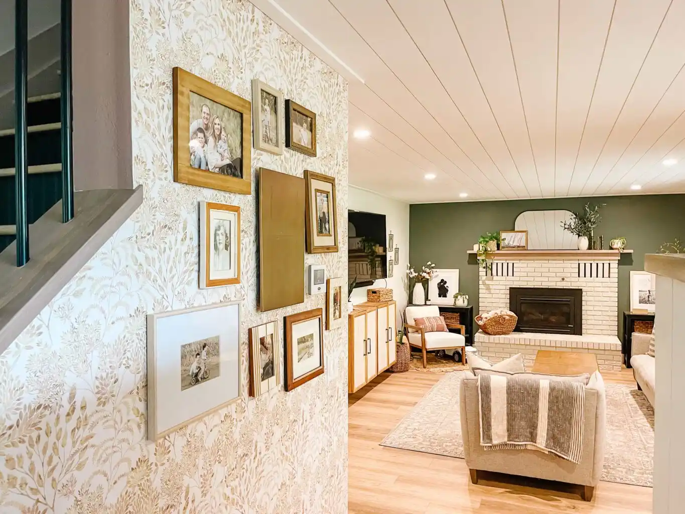Residential wallpaper installation Houston TX living room